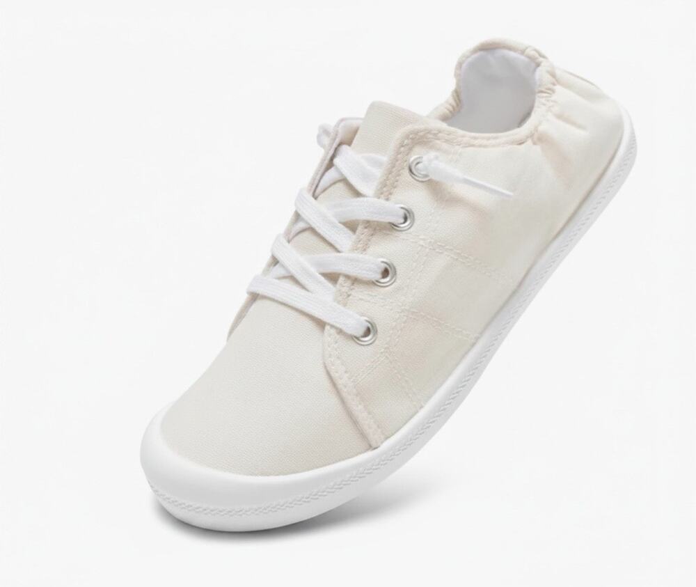 STQ Women’s Slip On Sneakers, Comfortable Casual Canvas Shoes White Size 9